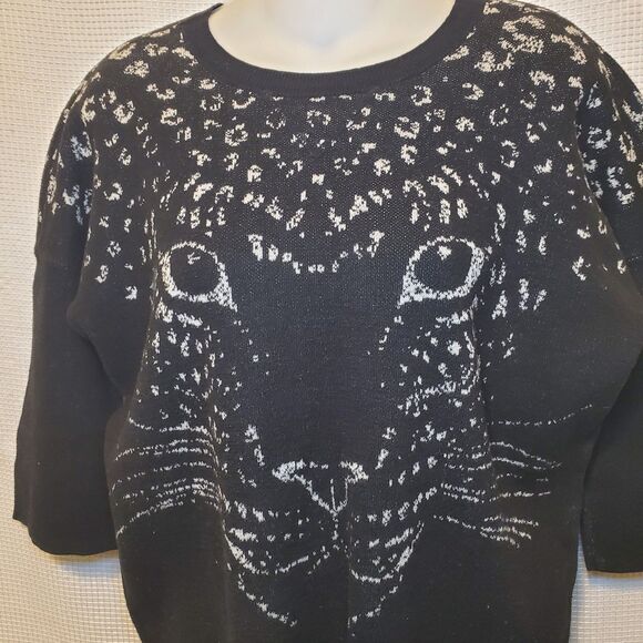 Armani Exchange A|X Womens 3/4 Sleeve Cheetah Print Sweater Sz XS Chic City - Picture 4 of 6